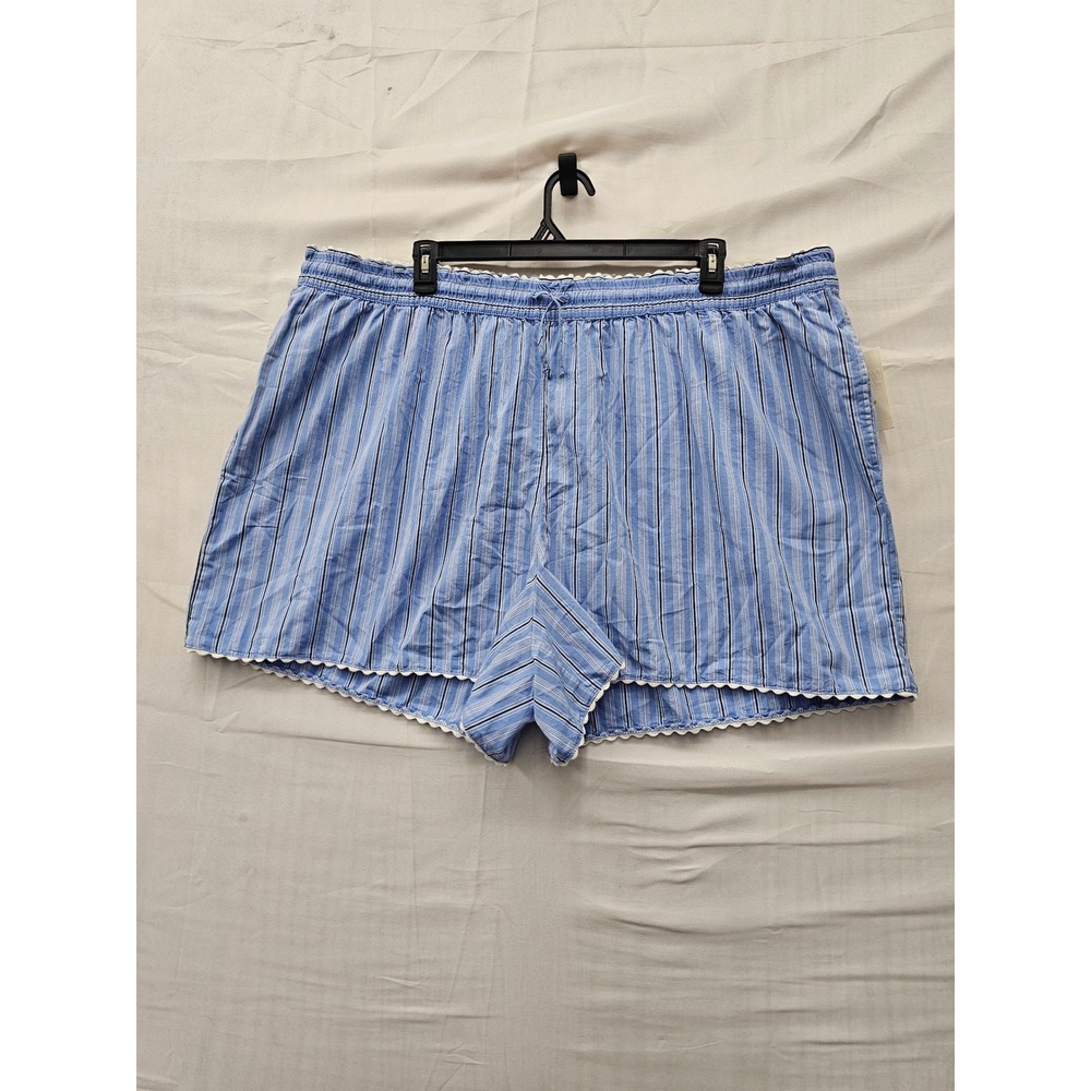 A New Day Womens Striped Pajama Shorts Blue Cotton Relaxed Size 3XL